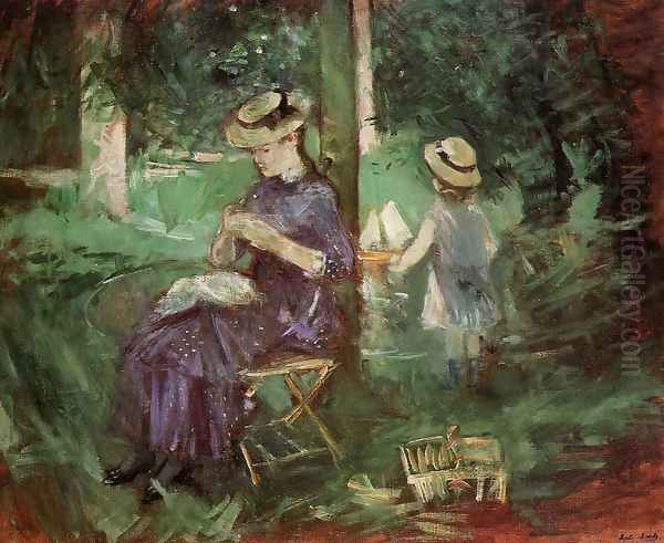 Woman and Child in a Garden 1884 Oil Painting by Berthe Morisot