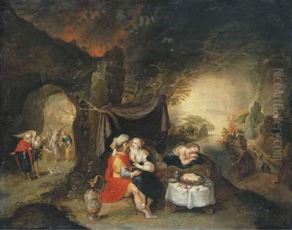 Lot And His Daughters Oil Painting by Frans II Francken