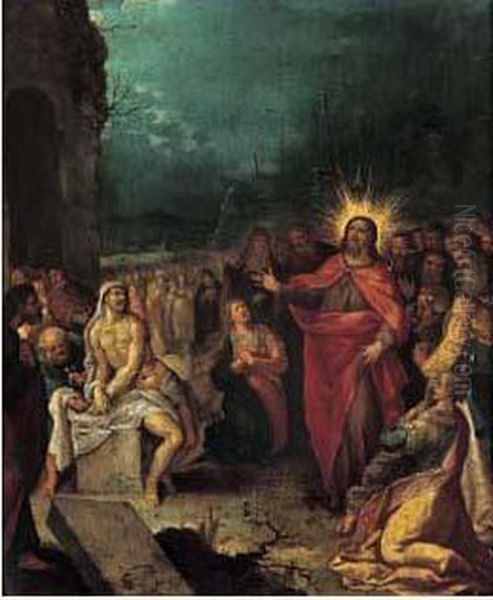 La Resurrection De Lazare Oil Painting by Frans II Francken