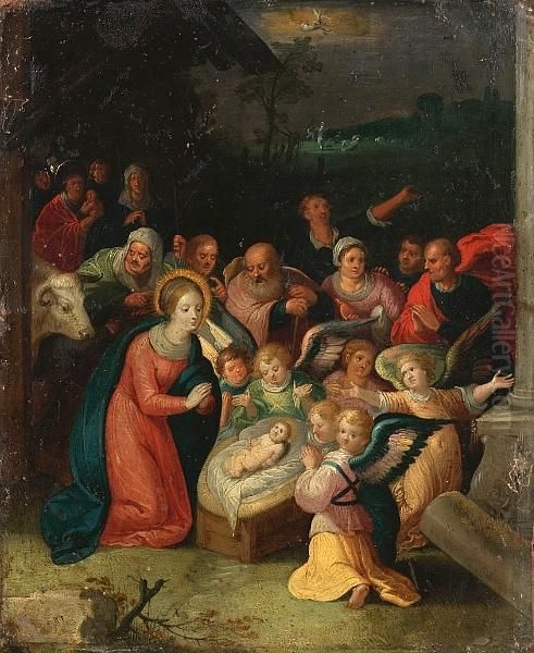 The Nativity Oil Painting by Frans II Francken