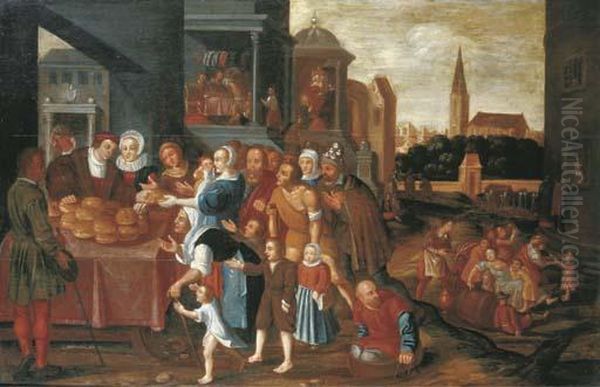 The Seven Acts Of Mercy Oil Painting by Frans II Francken