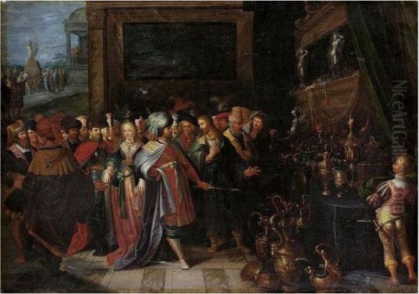 Solon And Croesus Oil Painting by Frans II Francken