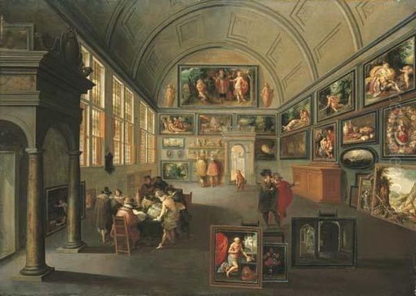 The Interior Of A Picture Gallery Oil Painting by Frans II Francken