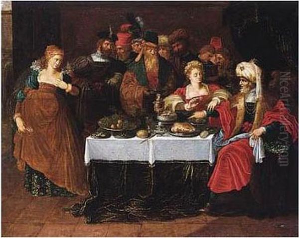 The Feast Of Herod Oil Painting by Frans II Francken