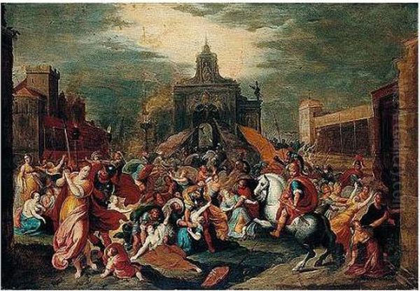 The Rape Of The Sabine Women Oil Painting by Frans II Francken