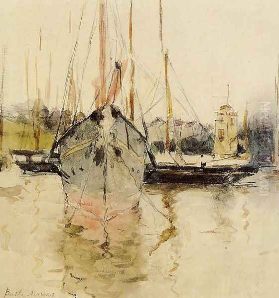 Boats Entry To The Medina In The Isle Of Wight Aka Pugad Baboy Oil Painting by Berthe Morisot