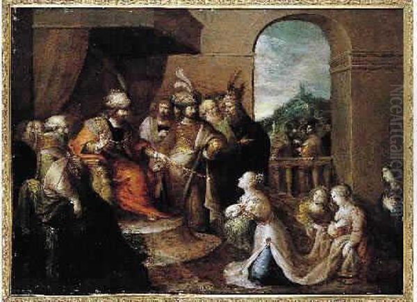 Esther Devant Assuerus Oil Painting by Frans II Francken