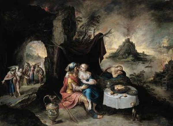 Lot And His Daughters Oil Painting by Frans II Francken