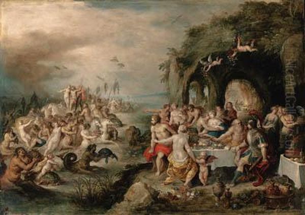 The Feast Of The Gods With The Triumph Of Neptune Andamphitrite Oil Painting by Frans II Francken