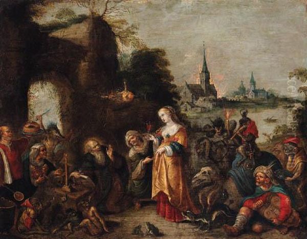 The Temptation Of Saint Anthony Oil Painting by Frans II Francken