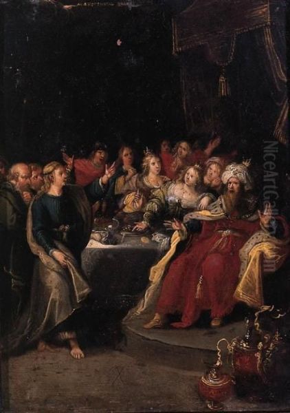 Belshazzar's Feast Oil Painting by Frans II Francken