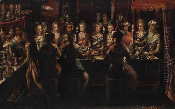 Belshazzar's Feast Oil Painting by Frans II Francken