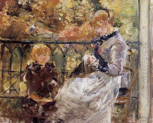 On The Balcony Of Eugene Manets Room At Bougival Oil Painting by Berthe Morisot