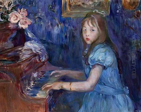 Lucie Leon At The Piano Oil Painting by Berthe Morisot