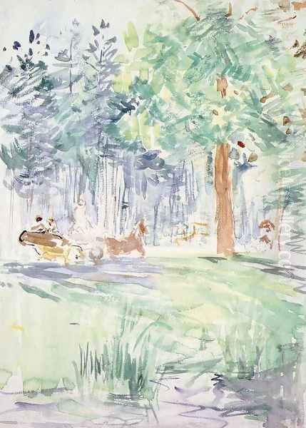 Carriage In The Bois De Boulogne Oil Painting by Berthe Morisot