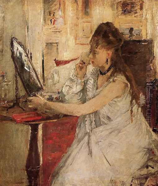 Young Woman Powdering Her Face Oil Painting by Berthe Morisot