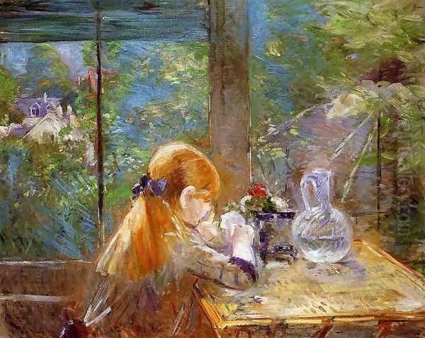 On The Veranda Oil Painting by Berthe Morisot