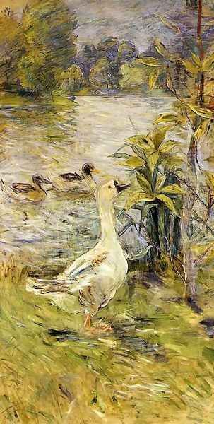 The Goose Oil Painting by Berthe Morisot