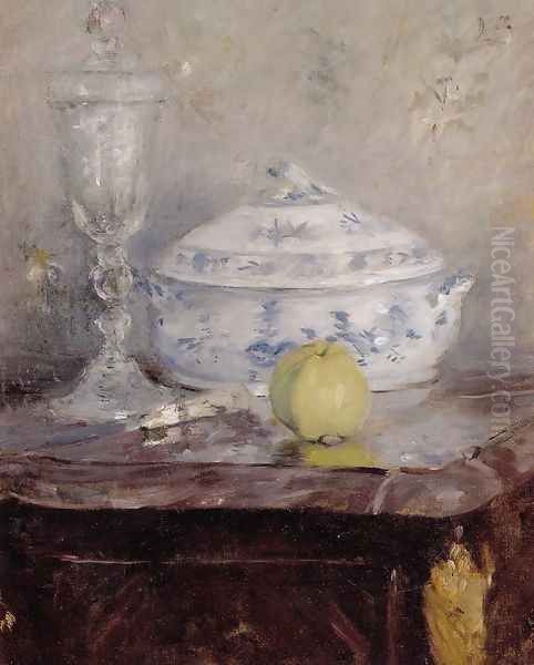 Tureen And Apple Oil Painting by Berthe Morisot