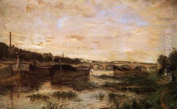 The Seine Below The Pont D Lena Oil Painting by Berthe Morisot