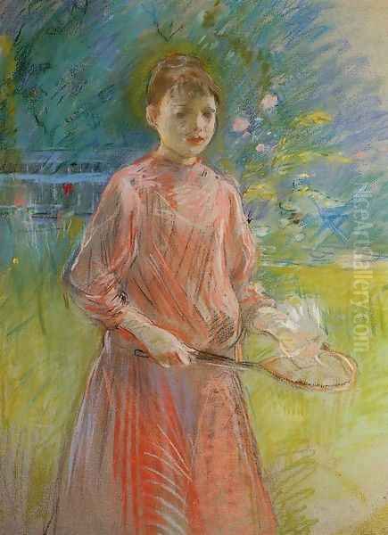 Girl With Shuttlecock Aka Jeanne Bonnet Oil Painting by Berthe Morisot