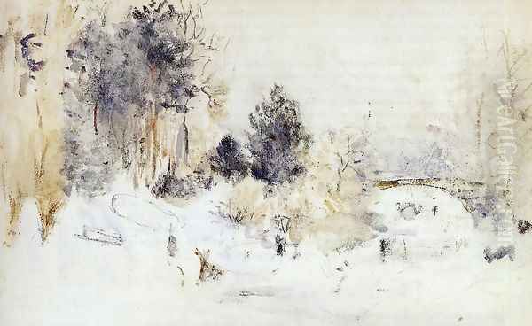 Snowy Landscape Aka Frost Oil Painting by Berthe Morisot