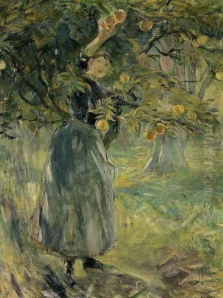 The Orange Picker Oil Painting by Berthe Morisot