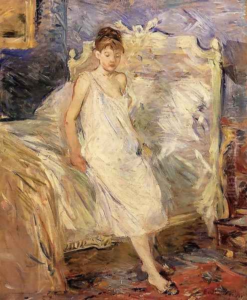 Getting Up Oil Painting by Berthe Morisot