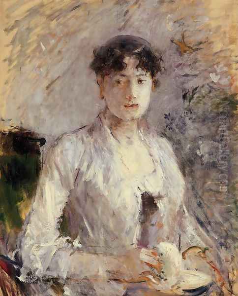 Young Woman In Mauve Oil Painting by Berthe Morisot