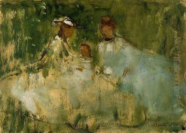 Women And Little Girls In A Natural Setting Oil Painting by Berthe Morisot