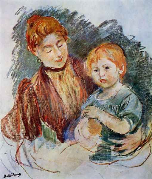 Woman And Child Oil Painting by Berthe Morisot