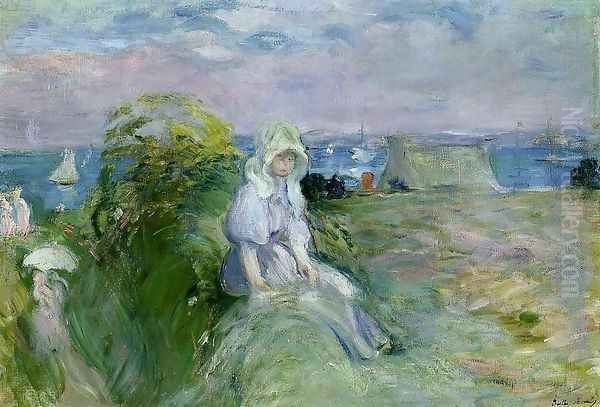 On The Cliff At Portrieux Oil Painting by Berthe Morisot