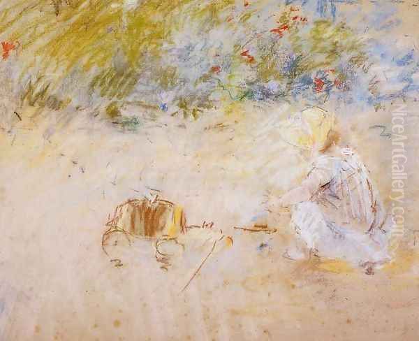 Child Playing in the Garden Oil Painting by Berthe Morisot