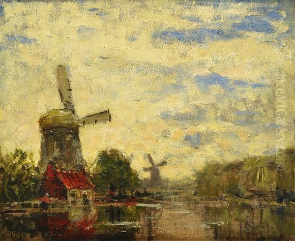 Moulins En Hollande Oil Painting by Frank Myers Boggs