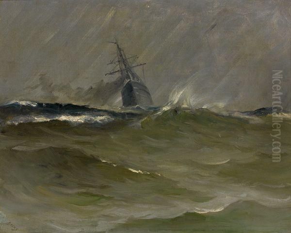 Voilier Sous Tempete Oil Painting by Frank Myers Boggs