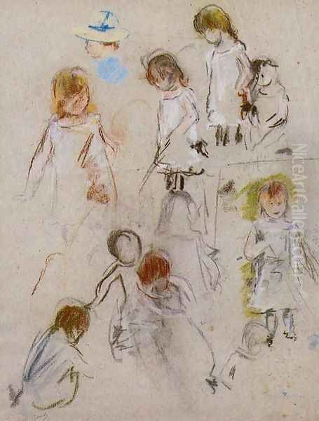 Studies Of A Little Girl Oil Painting by Berthe Morisot