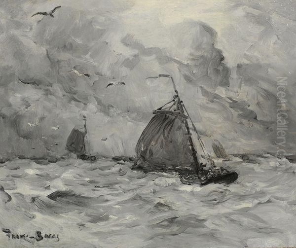 Barques De Peche Voiles Deployees Oil Painting by Frank Myers Boggs