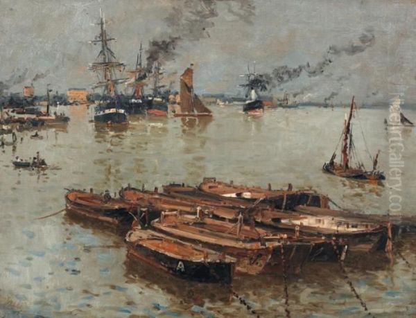 Bateaux Au Port Oil Painting by Frank Myers Boggs