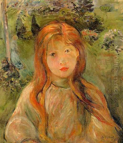 Little Girl At Mesnil (Jeanne Bodeau) Oil Painting by Berthe Morisot