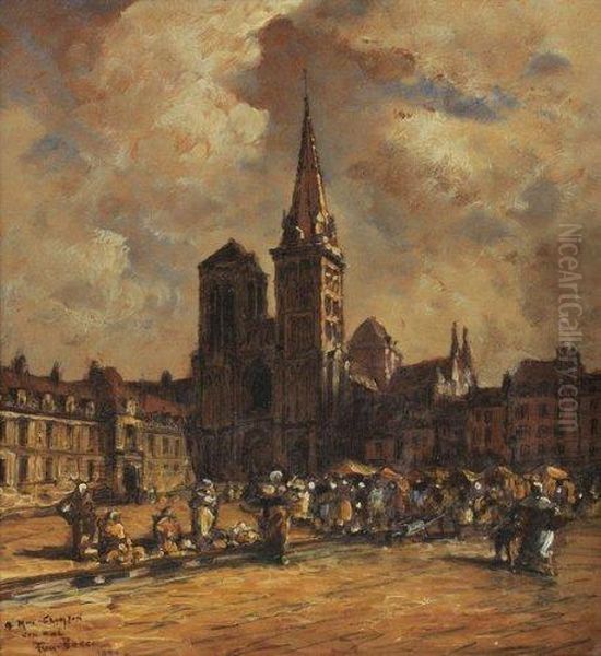 Marche Sur La Place De L'eglise Oil Painting by Frank Myers Boggs