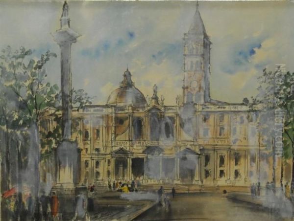 View Of The Town Plaza by Frank Myers Boggs