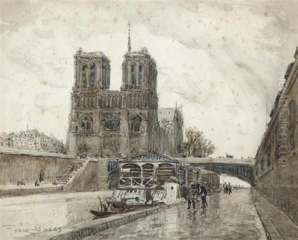 Vue Animee De Notre - Dame De Paris Oil Painting by Frank Myers Boggs