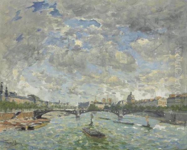 Vue De La Seine, Paris Oil Painting by Frank Myers Boggs