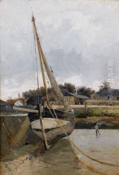 Voilier A Quai Oil Painting by Frank Myers Boggs