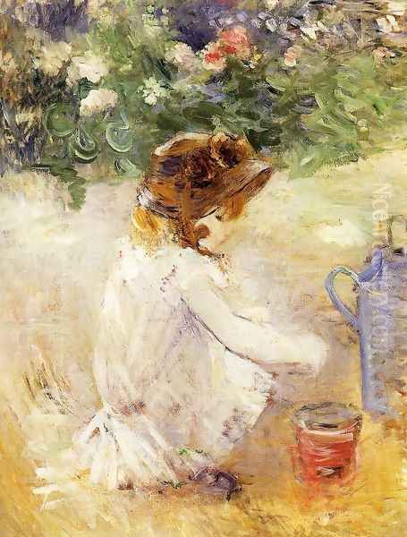 Playing In The Sand Oil Painting by Berthe Morisot