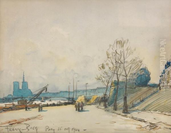 Les Quais De La Seine Oil Painting by Frank Myers Boggs