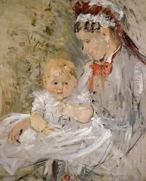 Julie with her Nurse 1880 Oil Painting by Berthe Morisot