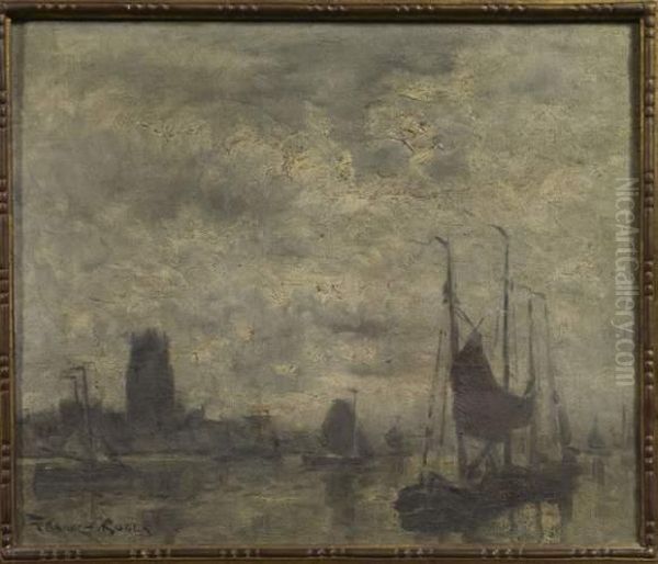 Le Port De Dordrecht Dans La Brume Oil Painting by Frank Myers Boggs