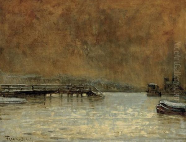 Vue De La Seine Sous La Neige Oil Painting by Frank Myers Boggs