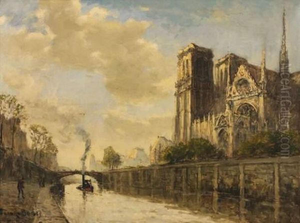 Notre Dame Oil Painting by Frank Myers Boggs